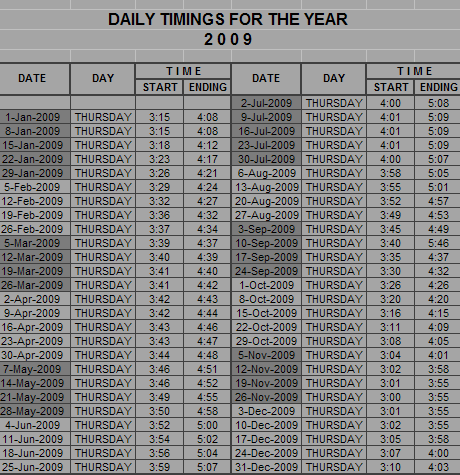 timetable